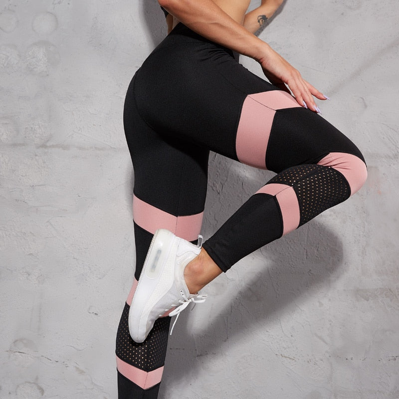 Black Pink Mesh Leggings