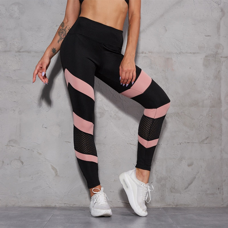 Black Pink Mesh Leggings